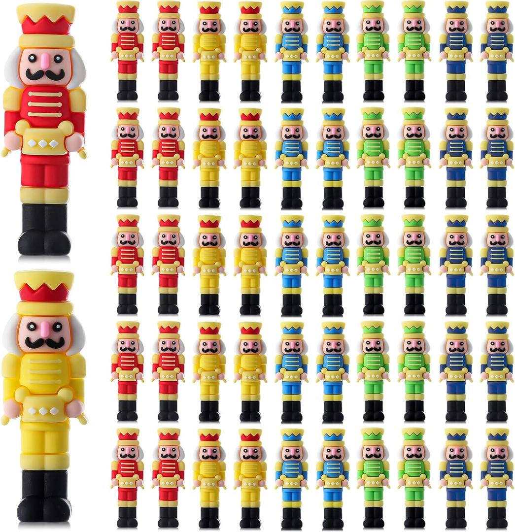 Chunful 50 Pcs Christmas Mini Nutcrackers Ornaments Figures Christmas Nutcracker Soldier Miniature Figurines for Tree Decorations Tabletop Home Decor Party Favors Hide and Seek