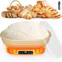 Heating Banneton Bread Proofing Basket, Upgrade Timer & 6 Temp Settings, Silicone Sourdough Bread Proofing Basket Set, Electric Thermostatic Banneton Basket with Display
