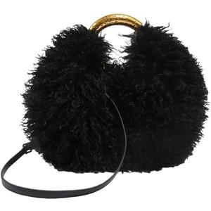 Women Shagy Furry Handbags Burgundy Fur Purse Fluffy Shoulder Bag Fur Hobo Bags Women