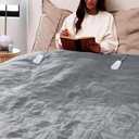 Sunbeam King Microplush Electric Heated Blanket with 10 Heat Settings, Preheat Feature, 2 Personalized Controllers, UL Certified (Gray)