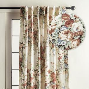 Maison d' Hermine Curtains for Living Room 100% Cotton 84 inch Length One Panel Light Filtering Curtains for Windows with Rod and Loop Pockets Gifts for Mothers Day (Abbeville, 50" W x 84" L)