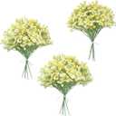 Floroom 18pcs Artificial Babys Breath Gypsophila Greenery Sprays, Real Touch Canary Yellow Fake Flowers for Wedding Bouquets Centerpieces Floral Arrangements and Decorations