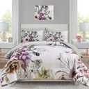 Luxudecor Floral Comforter Set Full Size 7 Piece, Green Flower Bed in a Bag, Elegant Floral Comforter with Sheet Set, Soft Microfiber Bedding Set for All Season (Green, 80"x90")