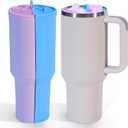 Compatible Stanley Cup 40 Oz 2 In 1 Beverage Separator - Divider Separate Flash Cups, Reusable Silicone Accessory For Parties, Casual, Outdoors, Office (Blue Purple)
