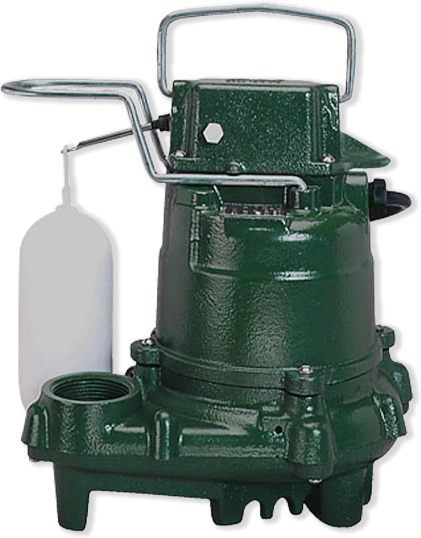 Zoeller M57 Mighty-Mate Submersible Sump Pump - 3/10 HP Cast Iron -115V
9′ Cord — Vertical Float - 1.5″ Discharge - Factory-Tested - Basement Sump Pump
