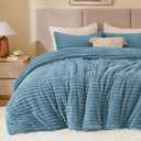 BEDELITE Fleece Twin Comforter Set -Super Soft & Warm Fluffy Blue Fog Bedding, Luxury Fuzzy Heavy Bed Set for Winter with 1 Pillow case
