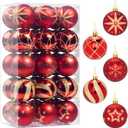 16 Pcs Christmas Ball Ornaments Set, 2.36'' Red and Gold Hand-Painted Ornament Bulk for Xmas Tree, Shatterproof Tree Decorations for Holiday Party, Wreath, Winter Décor