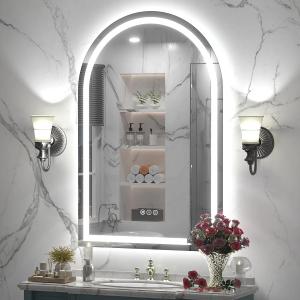 32x48 Arched LED Mirror for Bathroom, Arched Lighted Vanity Mirror, Dimmable, Backlit and Frontlit, Shatter-Proof, Anti-Fog, 3 Colors, Memory, ETL Listed