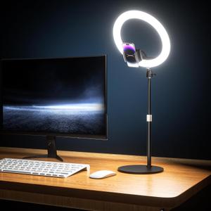 UBeesize 12" Desk Ring Light with Stand & Phone Holder - Adjustable Studio Light for PhotographyZoom Meetings, YouTube, TikTok, Live Streaming