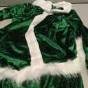 Kid Little Girls Christmas Outfit Santa Claus Velvet Lapel Long Sleeve Dress Princess Party Layered Dresses with Belt (Green, 3-4 Years)