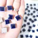 200 Pieces Square Mosaic Tiles for Crafts Bulk, Ceramic Mosaic Pieces 16 Colors Ceramic Mosaic Tile, 12mm Stained Mosaic Ceramic Tiles for Mosaic Projects Home Decor - Dark Blue Mosaic Tiles