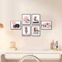 Pink Wall Art Canvas Prints Makeup Room Wall Decor,Modern Artwork Women Girls Bedroom Fashion Decorations,Set of 6 (8 * 10inch,Unframed).