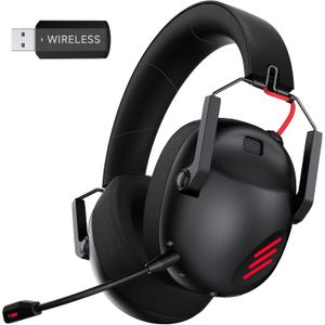 Wireless Gaming Headset for PS5, PS4, PC, NES, Bluetooth 5.3 Gaming Headsets Wireless with Noise Canceling Microphone, Gamer Headphones for Nintendo Switch, 50H Battery - Black 