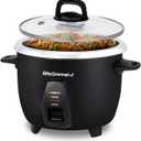 Elite Gourmet ERC2010B Rice Cooker, Stainless Steel, Black, 10 Cups Cooked | 5 Cups Uncooked - Also Makes Soups, Stews, Porridges, Grains and Cereals for Versatile Cooking