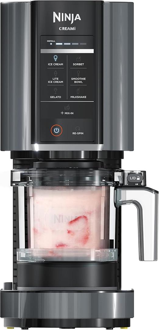Ninja CREAMi, Ice Cream Maker, Ice Cream, Gelato, Sorbet,Milkshakes, Mix-ins, Smoothie Bowls & More, 7-in-1, Ice Cream Pints, Pint lid, Healthy Ice Cream, Compact, Perfect for Kids, Black, NC299AMZ Ninja CREAMi, Ice Cream Maker, Ice Cream, Gelato, Sorbet,Milkshakes, Mix-ins, Smoothie Bowls & More, 7-in-1, Ice Cream Pints, Pint lid, Healthy Ice Cream, Compact, Perfect for Kids, Black, NC299AMZ