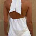 Women's Twist Knot Halter Tops Y2K Sleeveless Backless Party Club Tank Top (White, M)