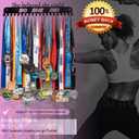 Sports Medal Hanger Display Holder Hook Rack for 60 Medals-16 Wide with 20 Hooks-Black-Easy Use Awesome Gifts (16 inches long Pack Box)