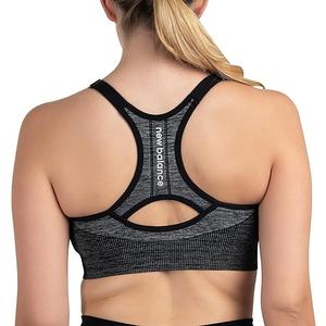 New Balance Women's Seamless Heather MID Impact Adjustable Sport Bra with Removable Pads Black, XL