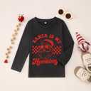 BOUTIKOME Toddler Boys Christmas Shirts Baby Santa is My Homeboy Tees Long Sleeve T-Shirt Holidays Tops Clothes Xmas Outfits (Black)