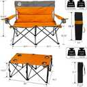 Northroad Folding Camping Chair Set of 4, Portable Collapsible Conversation Set w/1 Sofa, 2 Single Chairs, 1 Table for Family Patio, Outdoor Travel, Beach(Orange), Onesize