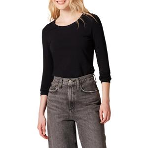 Amazon Essentials Women's Regular-Fit Long-Sleeve Crewneck T-Shirt, (Medium, Black)