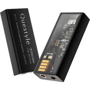 Questyle M15i Headphone Amplifier [MFi Certified] Portable USB C DAC Amps with 4.4mm/3.5mm Dual Outputs Supports PCM 768kHz/DSD512 High Resolution Lossless Audio Adapter for Smartphones/PC/Laptops