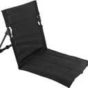 Outdoors Beach Loungers, Beach Lounge Chairs, Beach Chairs, Portable Folding Beach Mat Lounge Chair with Oversized Zippered Pocket, Adjustable Backrest, Storage Pouch for Camping, Beach (Black)