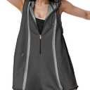 Womens Casual Rompers Athletic Workout Zip Cotton Jumpsuits Overalls | Summer Loose Hooded Romper, Side Pockets, Half-zip, Defined Seaming, Wide Legs, Soft Cotton-Blend for Sporty, Beach, Lounge (Gray, XS)