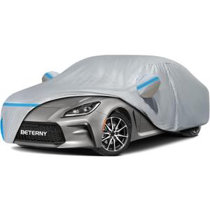 Car Cover for 2013-2025 Toyota GR86/Subaru BRZ, Waterproof Custom-fit All Weather Sun Rain UV Dust Snow Protection Outdoor GR86 Full Car Cover with Door Zipper and Cotton Lining-Grey