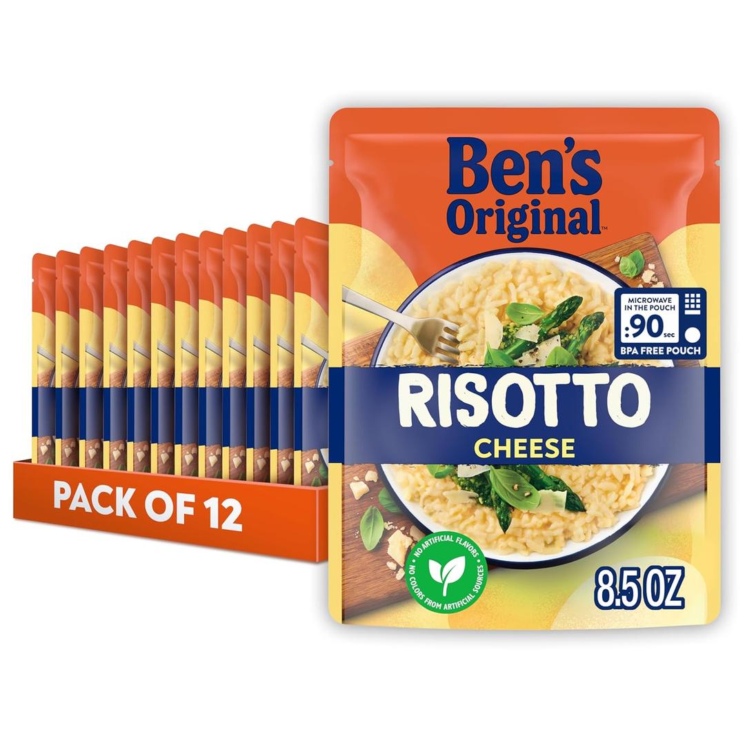 BEN'S ORIGINAL Risotto Cheese Flavored Rice, Easy Dinner Side, 8.5 oz Pouch (Pack of 12) (EXP 05/01/26)