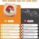 Cat Beds for Indoor Cats - Rabbit-Shaped Cat Cave Bed with Hanging Toy,Super Soft Calming Pet Bed for Kitten&Puppy,Small Dog,Warm Plush&Machine Washable&Removable Cotton Pad,Cat Hideaway
