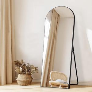 Full Length Arched Mirror, 59"x20" with Wooden Thin Frame - Standing, Hanging, or Leaning - Bedroom, Floor, Dressing Mirror