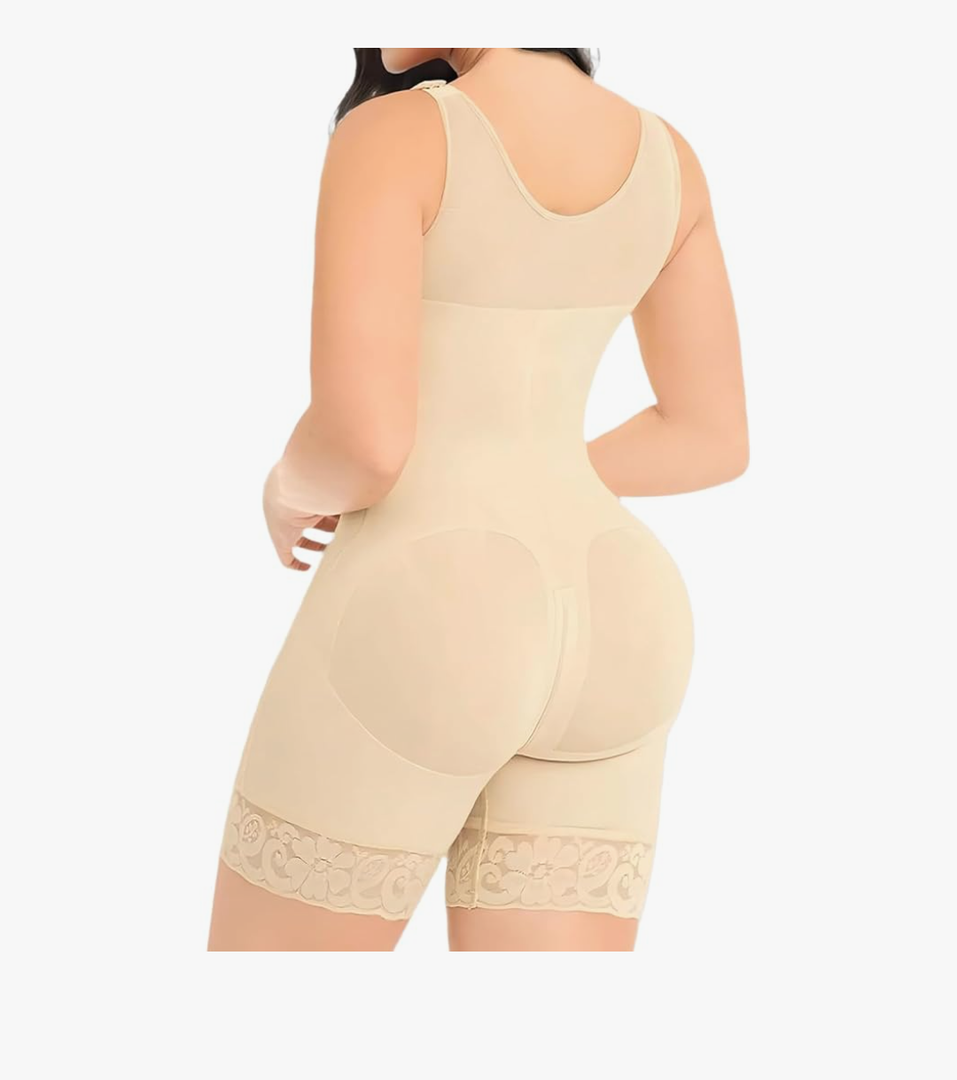  Shapewear for Women - Full Body Tummy Control Shaper with Butt Lifter, Zipper Crotch - Post Surgery Support (Beige, Large)