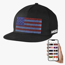 LED Snapback Hat Cap- Programmable APP-Control LED Scrolling Messages Light Up Display Baseball Cap Luminous Glowing Custom Hats for Men Party Club Black