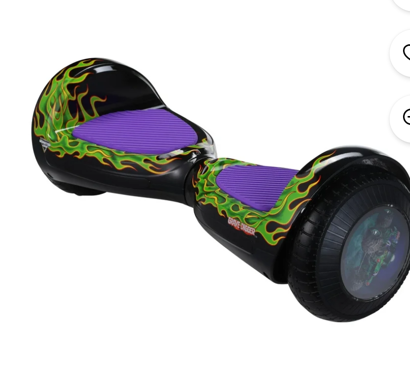 Monster Jam Hoverboard with Light Up Wheels, Black