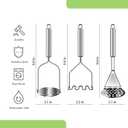 3 PCS Potato Masher Stainless Steel,Bean Smasher,Food Fruit Egg Masher Metal, Masher Kitchen Tool