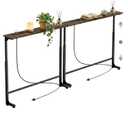 Adjustable Height Narrow Sofa Table with Built-in Power Outlets, 90" Long Console Table Behind Couch Table with Charging Station Skinny Entryway Table for Living Room & Hallway (Dark Rustic Brown), 90IN