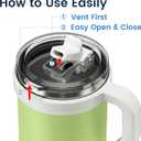 24oz Hygienic Insulated Tumbler with Handle 100% Leakproof Lid with Removable Spout & Straw, Reinforced Vacuum-Protection Base, Cup Holder Friendly, for Travel,Office & School-Key Lime