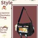 Ita Bag Japanese Messenger Bags Kawaii Crossbody Bag Anime Purse With Cute Pins Y2k For Women Men (Black)