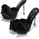 Cape Robbin Salsa Sexy High Heels for Women, Oval Open Toe Shoes Heels (8.5, Black)