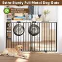52" Extra Wide Dog Gate Indoor, Heavy Duty Metal Freestanding Dog Gate-Auto Close, Foldable Pet Fence Anti-Topple Stability Feet for Stairs, Doorways,House,Porch,Deck,Yard(2 Panels,Black)