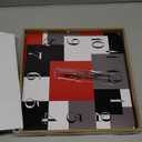 ArtSocket Wooden Wall Clock Silent Non-Ticking, Red Black Grey Abstract Geometric Minimalist Checkered Square Rustic Wall Clocks Decor for Home Kitchen Living Room Office, Battery Operated(12 Inch)