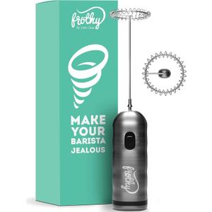 Milk Frother for Coffee, 2 Speed Handheld, Battery Operated, Stainless Steel Drink Mixer & Mini Foam Maker - Electric Whisk for Coffee, Lattes, Hot Chocolate, and Shakes