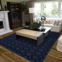 Garland Rug Sparta Non Slip Polypropylene 5-Feet by 8-Feet Navy Blue Area Rug- Ideal for Living Rooms & Hallways, Stylish & Durable for High-Traffic Areas