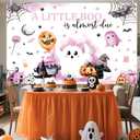 7x5ft Halloween Baby Shower Backdrop for Girls A Little Boo is Almost Due Pink Background Decorations Halloween Cute Ghost Boo Newborn Baby Party Photo Booth Props