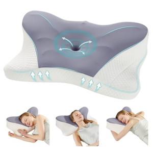 CERVICAL NECK PILLOW, COOLING ERGONOMIC MEMORY FOAM PILLOWS DUAL HEIGHT ORTHOPEDIC SUPPORT CONTOUR PILLOW FOR SIDE