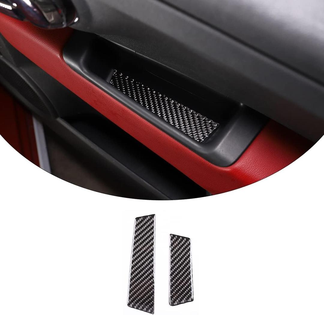 Compatible with Fiat 500 2010-2024 Abarth 595 2014-2024 Soft Carbon Fiber 3D Sticker Car Door Armrest Slot Storage Mat Stickers Interior Car Accessories (Black Carbon Fiber)
