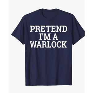 Pretend I'm a Warlock Lazy Halloween Easy Costume T-Shirt Blue, Extra Large