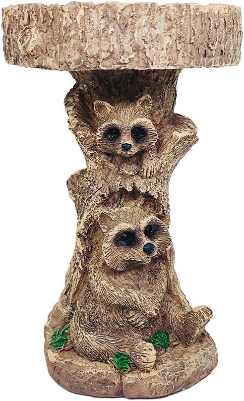 Resin Raccoon Garden Animal Statue Raccoon Birdfeeder Raccoon Shaped Sculptures Figurine Decoration Statue for Yard,Patio,Lawn Art Decoration, Housewarming Gift