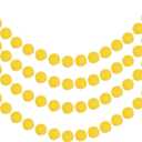 MECCANIXITY 4Pcs Felt Ball Garland Yellow Pom Pom Garland Handing Balls 7.55 Feet Long 20 Balls Party Banner Decor for Christmas Birthday Party Decoration